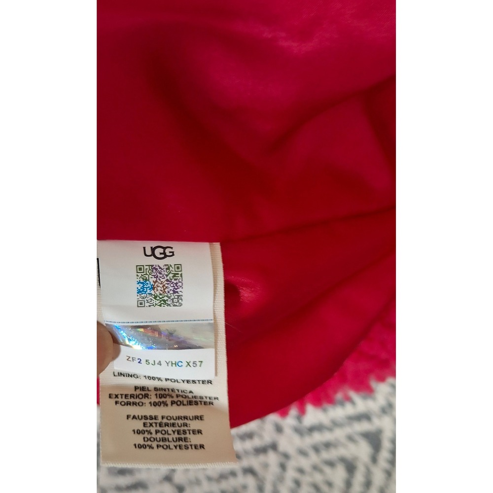 UGG Gertrude Short Teddy Faux Shearling Coat Jacket PINK Cerise Size XS - Picture 13 of 13